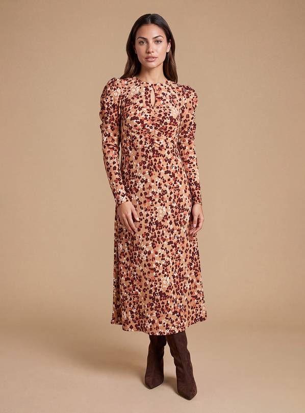 DOROTHY PERKINS Petite Animal Keyhole Jersey Midi Dress 10